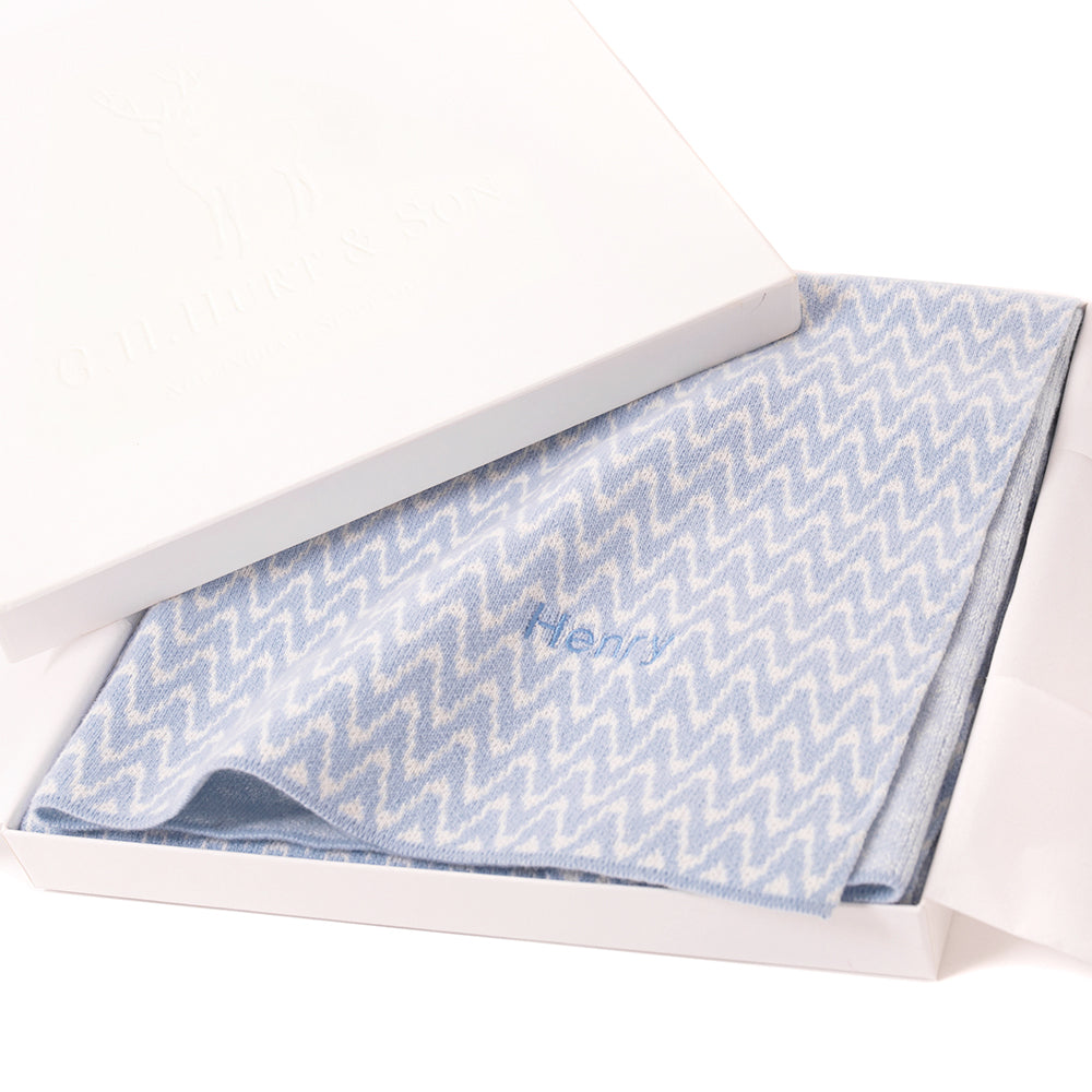 Cashmere baby blanket blue in gift box