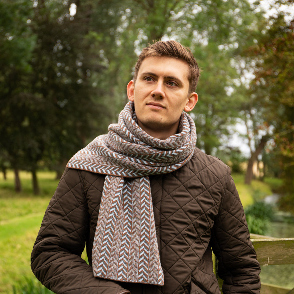 The Badminton - Geometric Chevron Scarf - Hazelnut