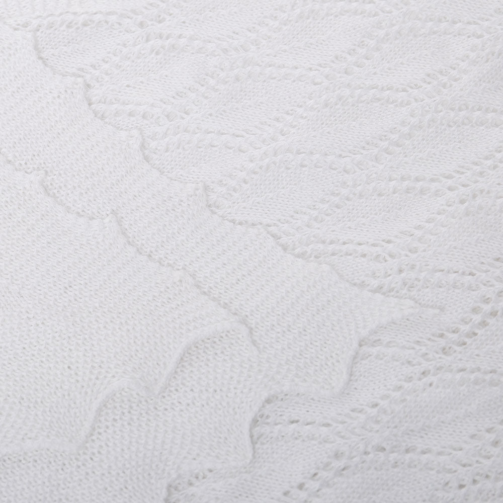 Cotton Lace Knit Scarf - White