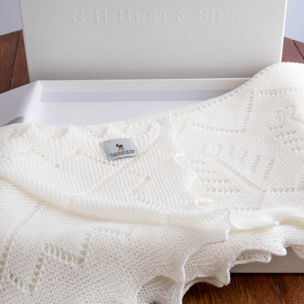 Beautifully Gift Boxed Pure Wool Christening Shawl