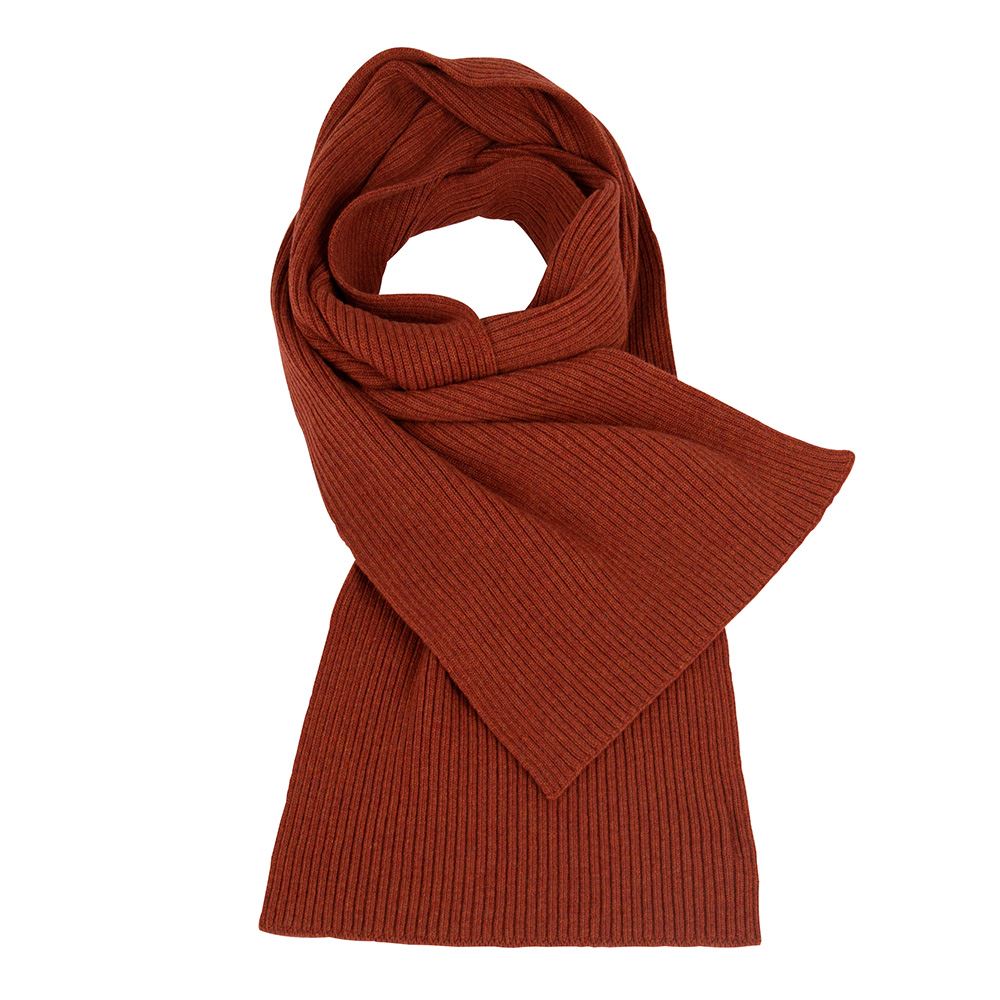 Lambswool Ribbed Scarf - Burnt Orange