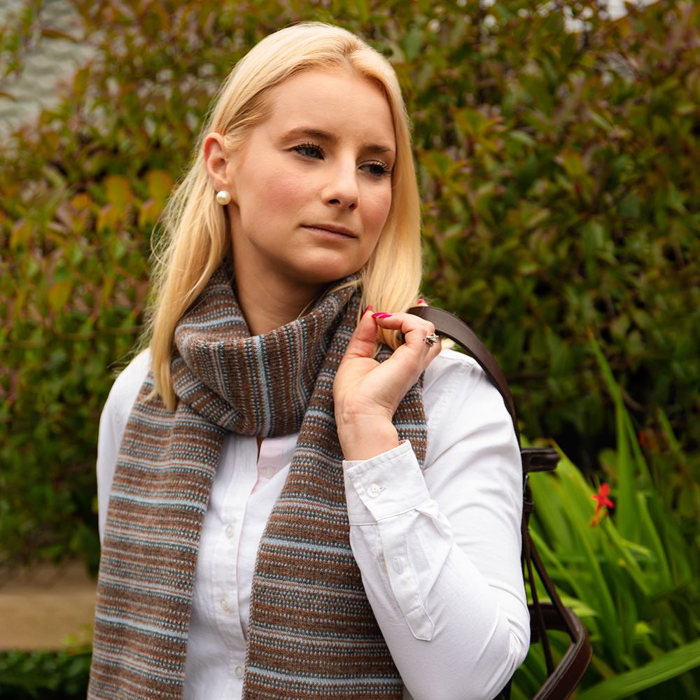 The Burghley - Tweed Jacquard Scarf - Hazelnut