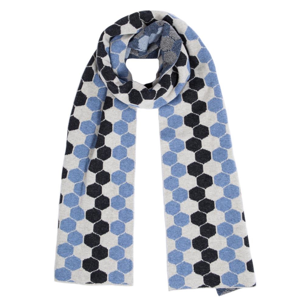 Ladies Lambswool Hexagon Scarf - Jeans Blue