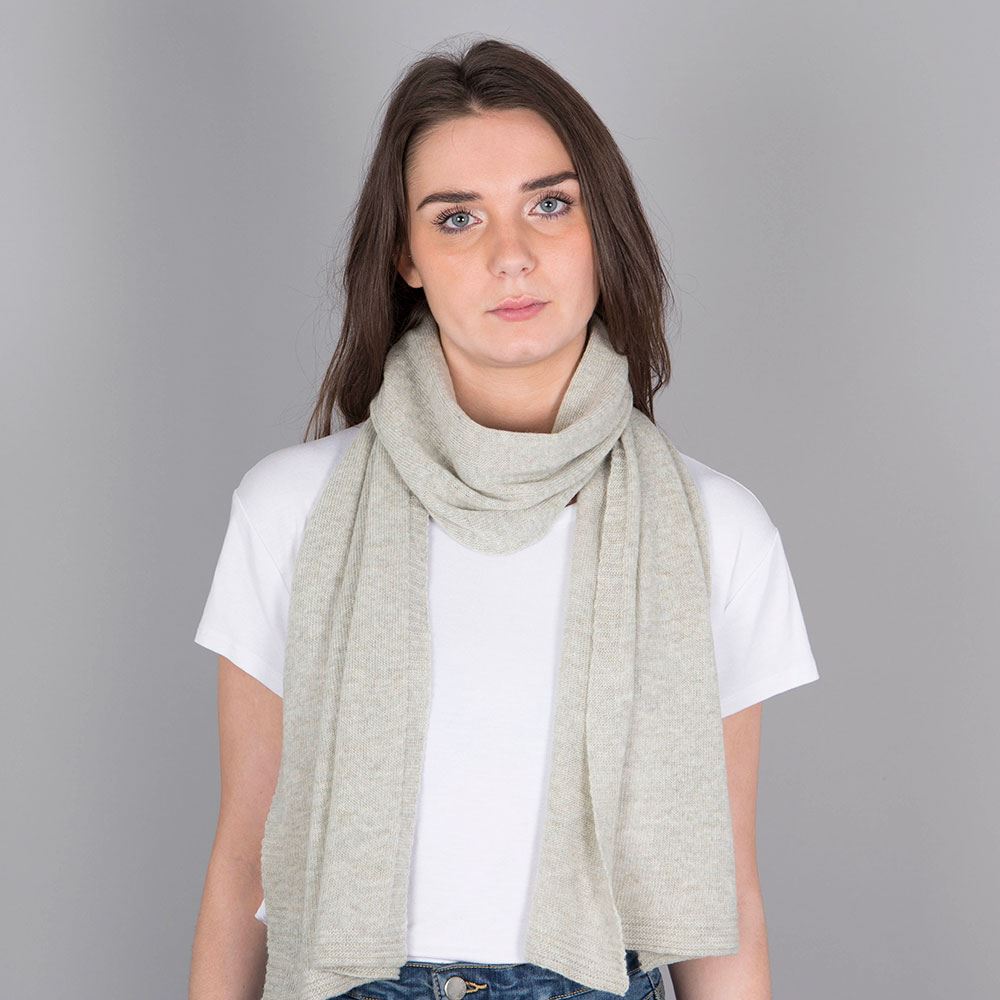 Ladies Lambswool Plain Knit Scarf - Silverbirch