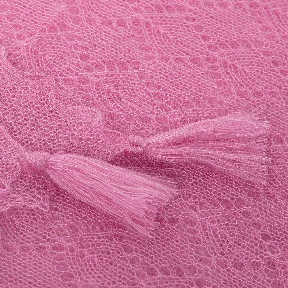 Soft and fluffy mohair and silk scarf with tassels - Cyclamen