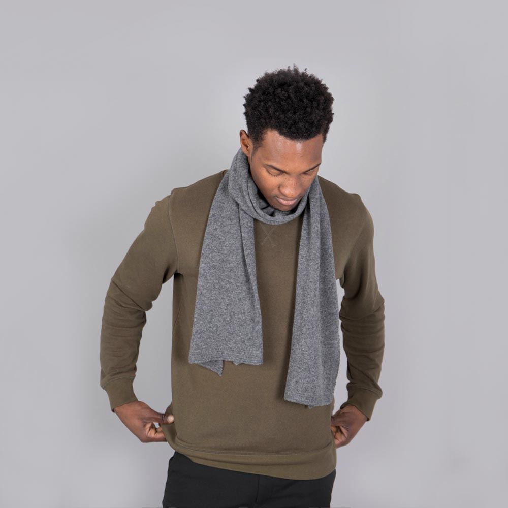 Lambswool Plain Knit Scarf - Derby Grey