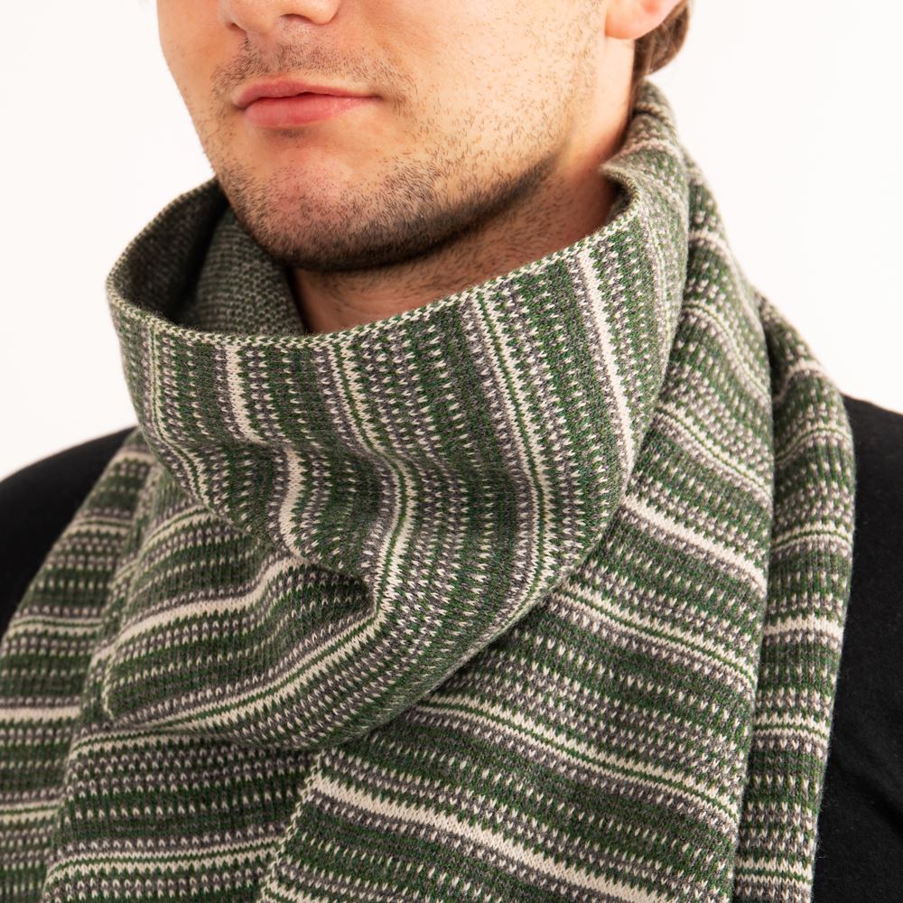 The Burghley - Tweed Jacquard Scarf - Moss