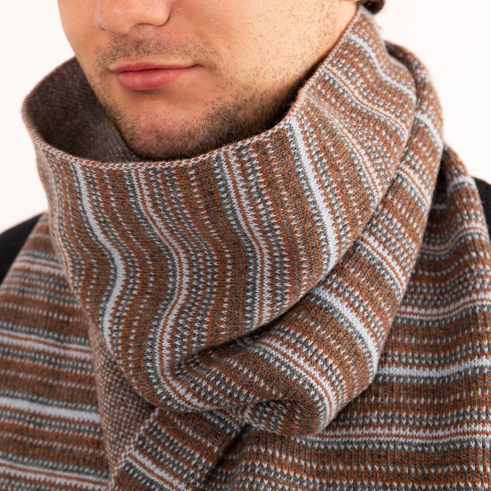 The Burghley - Tweed Jacquard Scarf - Hazelnut