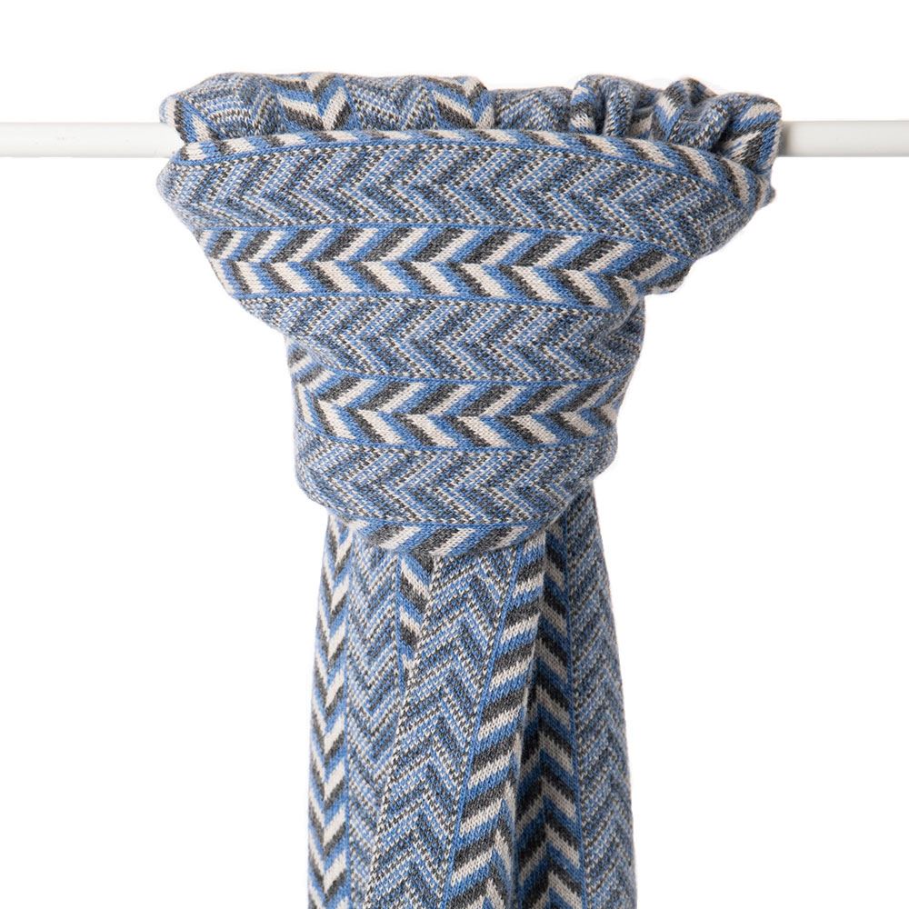 The Badminton - Geometric Chevron Scarf - Jeans Blue