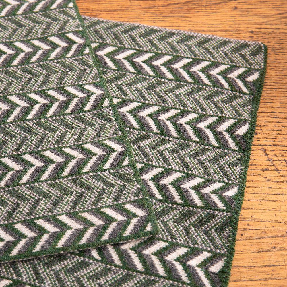 The Badminton - Geometric Chevron Scarf - Moss