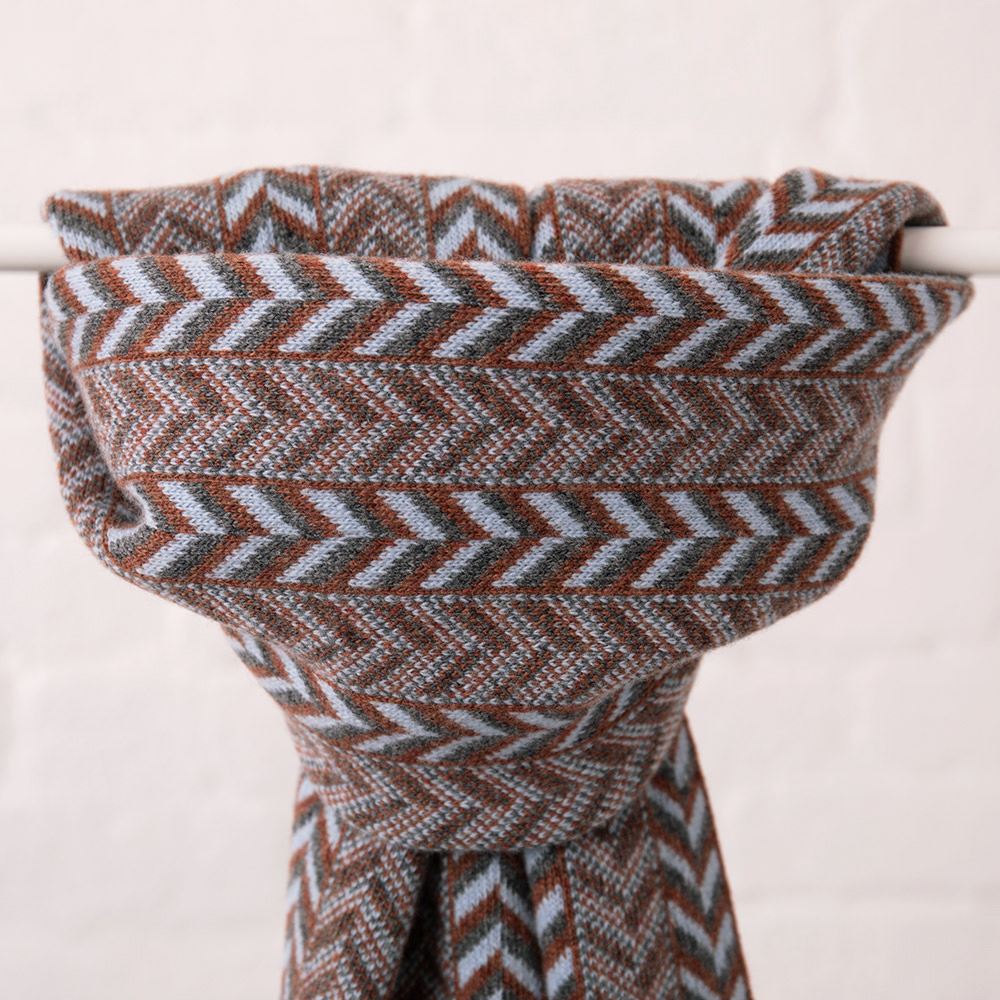 The Badminton - Geometric Chevron Scarf - Hazelnut