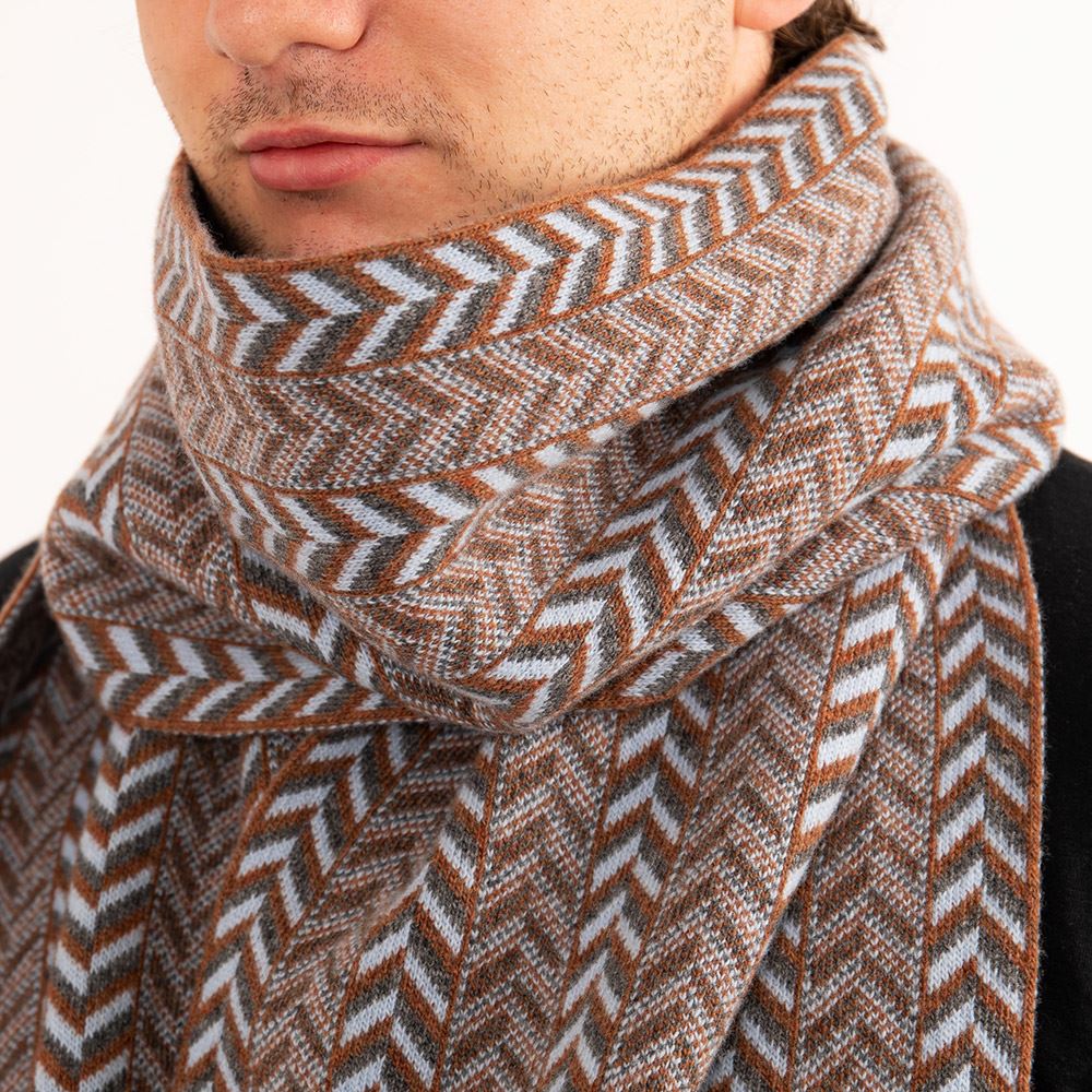 The Badminton - Geometric Chevron Scarf - Hazelnut