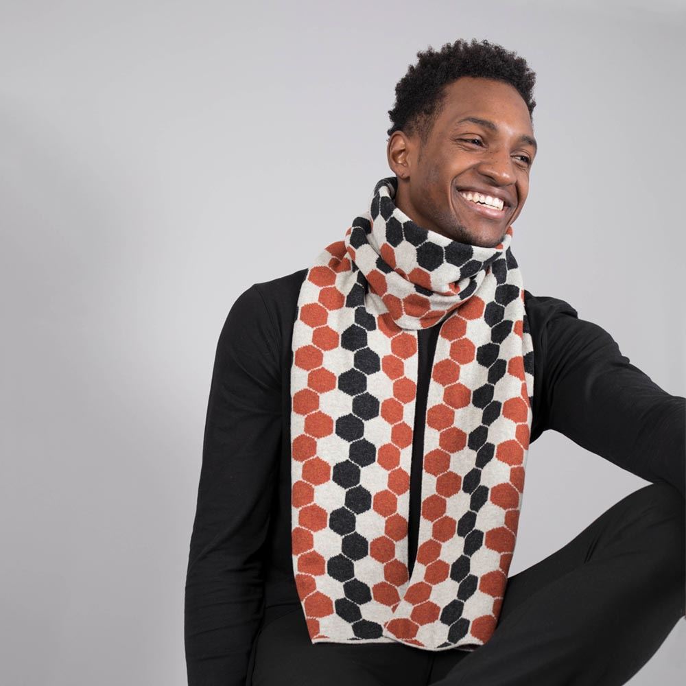 Lambswool Hexagon Scarf - Burnt Orange