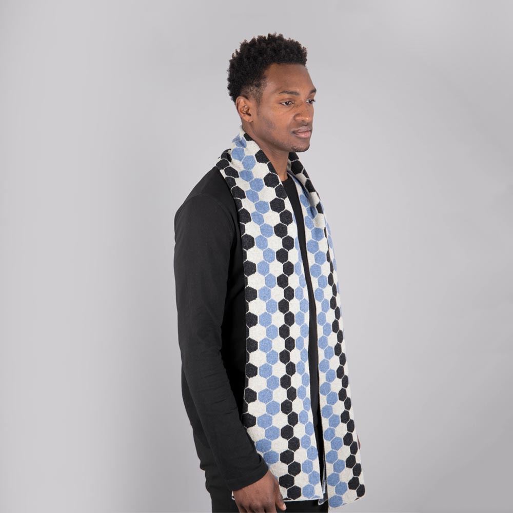 Lambswool Hexagon Scarf - Jeans Blue