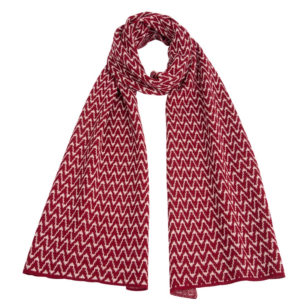 Zig Zag Wool Scarf - Burgundy