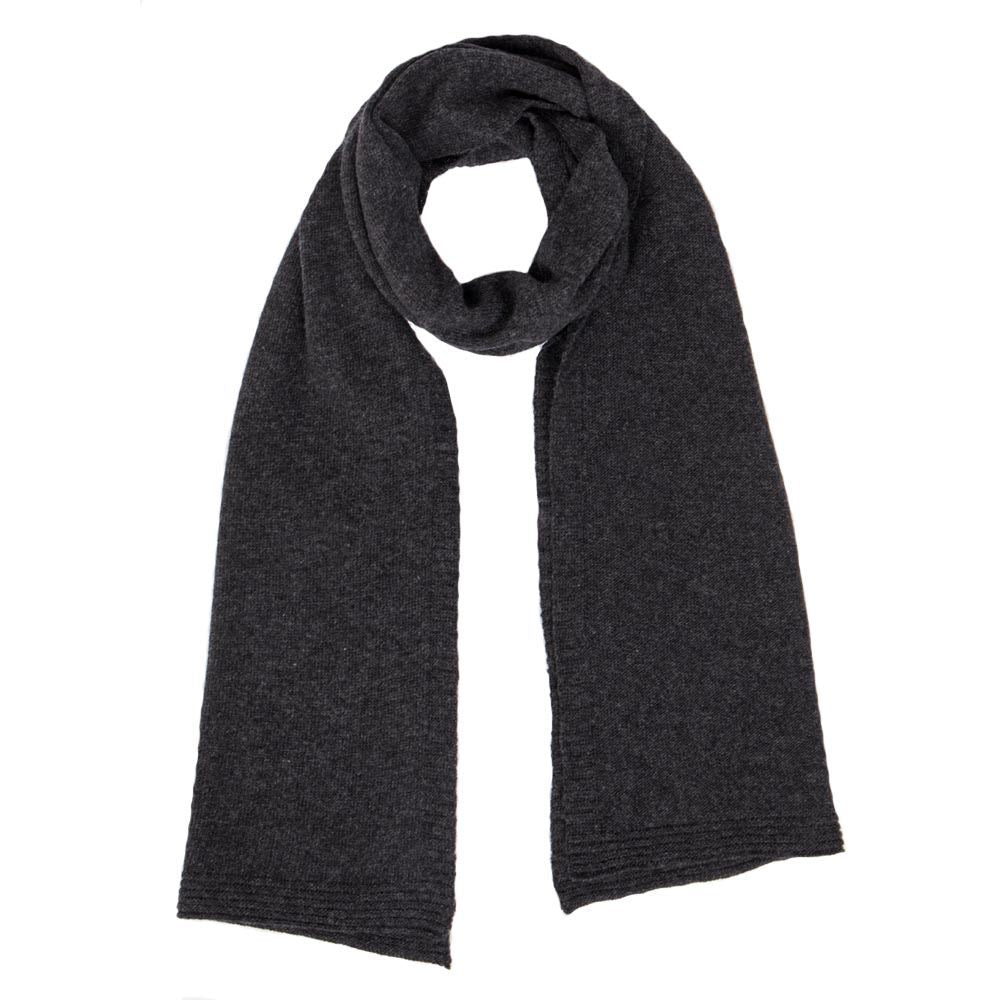 Lambswool Plain Knit Scarf - Charcoal