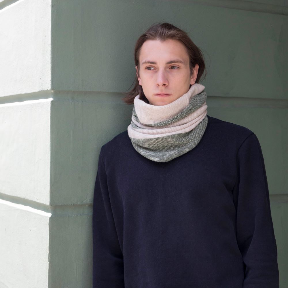 Lambswool Purl Knit Neck Warmer - Moss