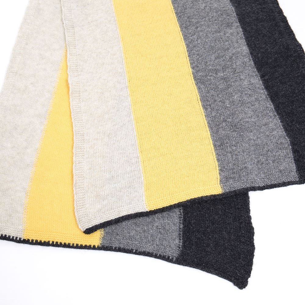 Ladies Lambswool Block Stripe Scarf - Brass