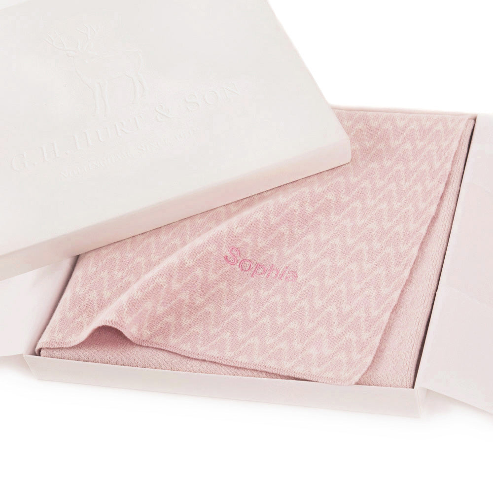 cashmere baby blanket pink in gift box