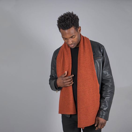 Burnt Orange Lambswool Plain Knit Scarf G H Hurt Son